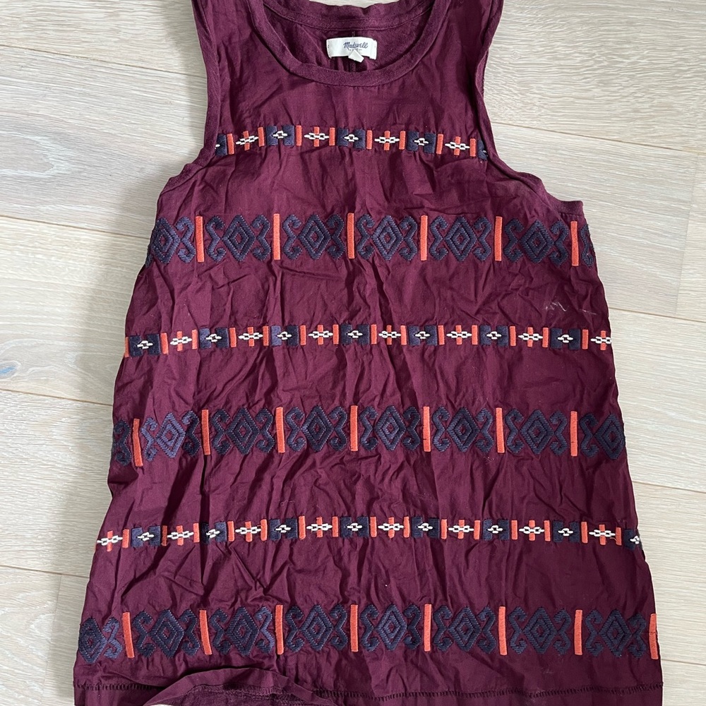 Madewell Embroidered Burgundy Tank
